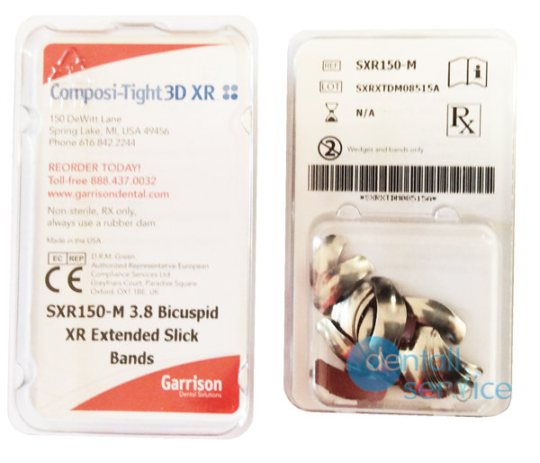 Матрицы секционные Slick Bands с выступом, малые, красные, 3.8 мм, 30 шт., Garrison Dental Solutions (США)